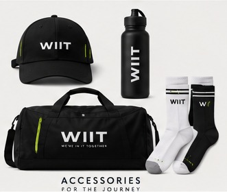 WIIT cap, bottle, duffel bag and socks